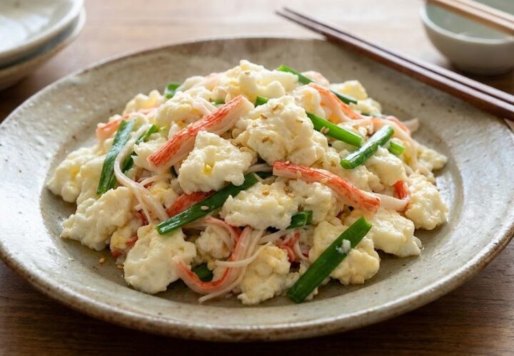 カニカマと卵白のふわふわ中華炒め