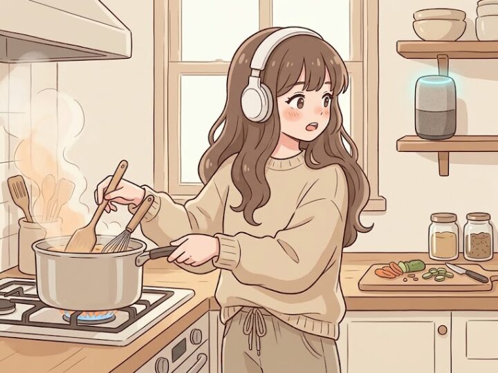 キッチンで料理中の女の子